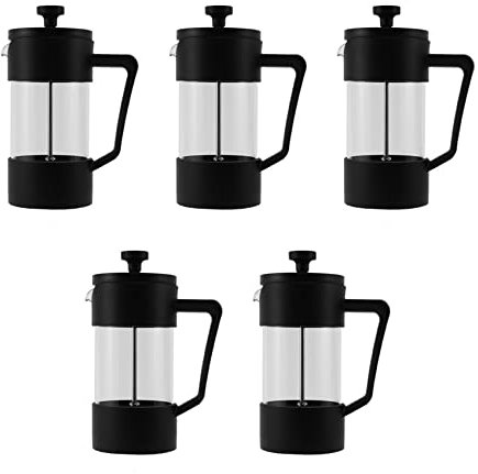 Speesy 5 prensas francesas para café y té, vidrio de borosilicato grueso, sin óxido y apta para lavavajillas, color negro