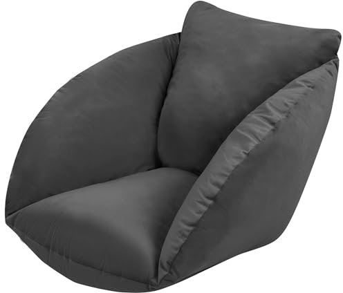 Hängesessel Kissen aus Samt, Velvet Polster Bodenkissen für Schwenksessel, Auflage für Baumwoll Hängeschaukel, Hängekorb, Hängestuhl, Rückenkissen in der Farbe Grau [114]