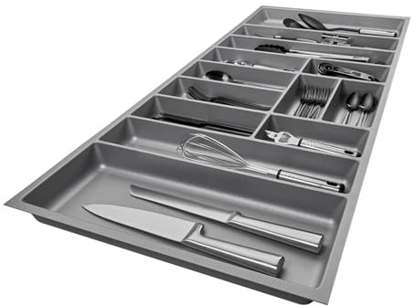SO-BOX 3 Besteckkasten Breite 109,1 cm, Tiefe 47,3 cm mit silbergrauer Kanvas-Struktur für 120er Schubladen von Nobilia ab August 2012 und weitere Küchen