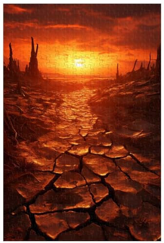 For adult, 1000 piece wooden jigsaw puzzle, for cracked desert plain ground, desolate harsh environment, Landscape puzzles (d ; 1000)