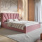 MOTIVENA Ines Bett 120x200, Polsterbett 120x200, mit Bettkasten, mit Stauraum, mit Lattenrost, mit Kopfteil, ohne Matratze, Samt, Rosa