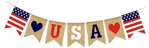 NUOBESTY Foto Girlande Partei Hängende Wimpelkette Patriotische Ammer Der Usa Schickes Hängende Wimpelkette Der Veteranenpartei Tag Der Unabhängigkeit Flagge