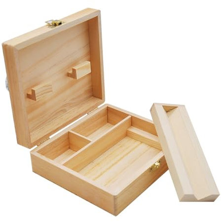 Sparklenut Wooden Rolling Box, Wooden Storage Lock Box, Wooden Rolling Tray, Rolling Tray with Lid, Rolling Tray Storage, Wood Box for DIY Craft Storage Organizer