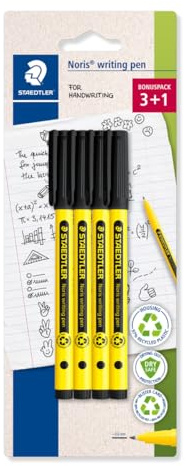 STAEDTLER Noris - Handwriting Pen - Black - Pack of 4, 307-9 BK4