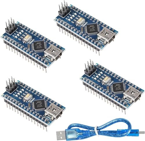 DUBEUYEW 4 Stück Nano-Modul gelötet, Nano-Board CH340-Chip, 5 V 16 MHz für Arduino, mit einem Mini-USB-Micro-Kabel