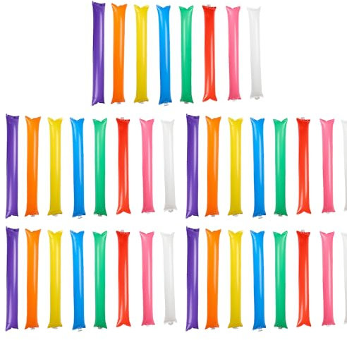 RmKbe 40pcs Inflatables Bulk Toys Bam Bam Cheering Sticks Inflatable Plastic Boom Noise Makers Thunder Sticks for Basketball Football Game (8 Color)