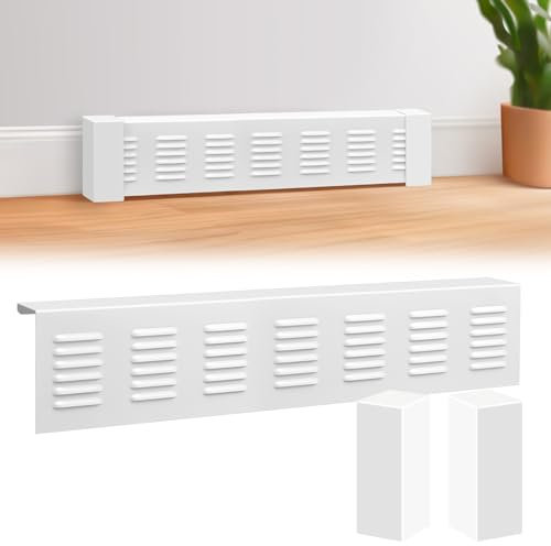 Gandeer Housse de radiateur de plinthe de 91 cm avec capuchons d'extrémité gauche et droite - Cache-radiateur pour plinthe de salle de bain - Blanc