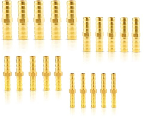 20 piezas Conector de latón para mangueras Adaptador de manguera de jardín Juego de accesorios de manguera Se puede utilizar para conectar mangueras de agua, gas, aceite, etc. (6 mm/8 mm/10 mm