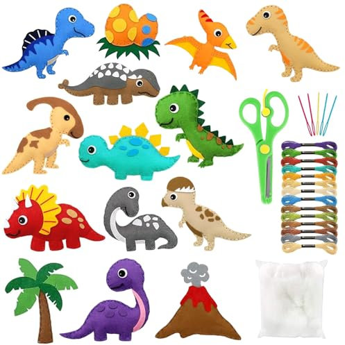 Celestia 14 Stück Nähset für Kinder –Mit Nähen und Füllen gestaltbare Filz-Tierfiguren, perfekt für Kinder ab 6 Jahren und Anfänger