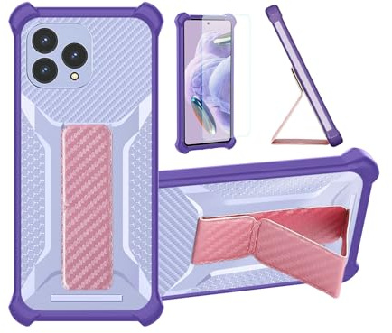 Aroepurt Hülle Für CUBOT P80 Hülle Case Handyhülle Schutzhülle Cover [mit gehärtetem Glas-Screen-Protector] Hybrid [Folding Support Magnetic] [Frosted Anti-Fingerprint] Lila