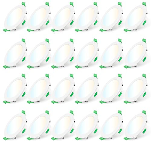 ALUSSO LED Einbaustrahler 230V Dimmbar 7W Ultra Flach IP44 LED Spots 68mm Warmweiß Neutralweiß Kaltweiß Deckenspots für Badezimmer Küche Wohnzimmer, Weiss, 24er Set