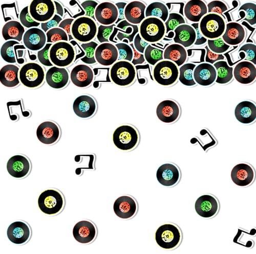 Fangleland 50er-Jahre-Konfetti, bunt, Rock-and-Roll-Party-Tischstreuung für Zuhause, Bar, Musikstudio-Dekor, Retro-Hippie-Stil, zurück zu 50er-Jahre-Sock-Hop-Musik-Party-Dekorationen