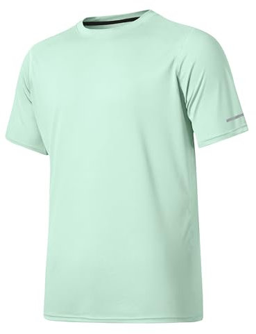 Herren Rash Guard UPF 50+ Sonnenschutzkleidung Kurzarm-T-Shirts für Männer Leichte, schnell trocknende SPF UV Swim Surfing Tees Grün 05-M