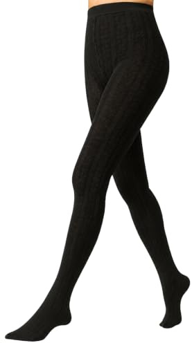 Yilanmy Cable Knit Tights Sweater Footed Cozy Winter Warm Opaque Tights | Soft Ribbed Knitted Stockings Thick Pantyhose
