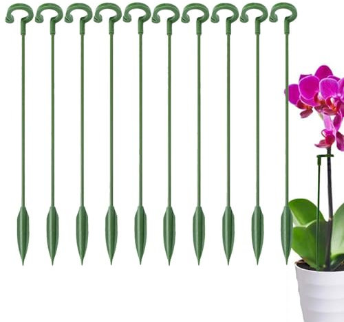 Unterstützung für Gartenpflanzen - 10er Pack Pflanzenstützpfähle - Garten Single Stemed Plant Support Hoops Pflanzenstütze für Blumen, Orchideen, Tomaten, Pfingstrosen, Lilien, Rosen, Gladiolen, Phala
