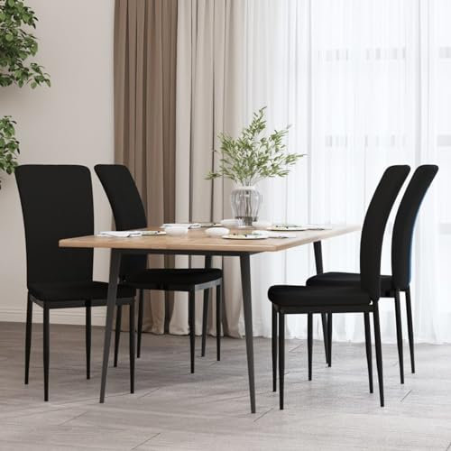 Homgoday Esszimmerstühle 4 Stück schwarz aus Samt, Stühle für den Außenbereich, Gartenmöbel, Terrassenmöbel Modell 326110
