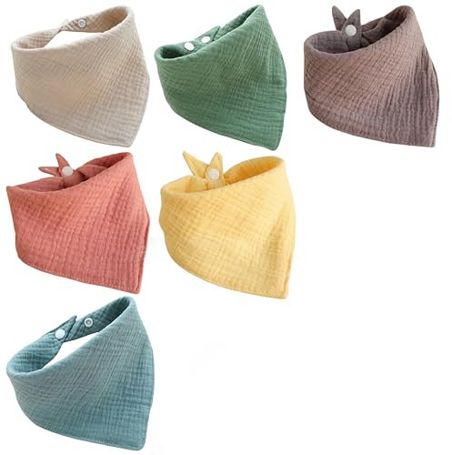 LUHOCIY 6 Stück Sabberlätzchen Baby, Dreieckstuch Baby, Halstuch Baby Geeignet für Babys und Kleinkinder Sabbertücher, Reine Baumwolle Weiches Material, Pflege für Babys Empfindliche Haut