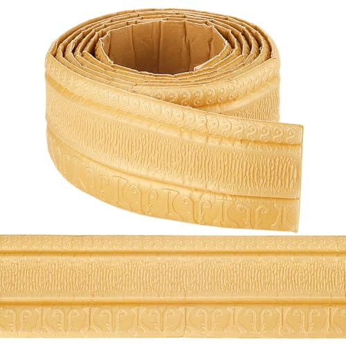 CRASPIRE 90.5x3.14in Peel and Stick Wallpaper Border Crown Molding Gold Self Adhesive Flexible 3D Baseboard Trim Mirror Sticky Wall Edging Base Lines Foam for Bedroom Bathroom Hotel Home DIY Decor
