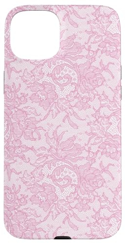 Vintage Pink Lace with Flowers Case for iPhone 15 Plus