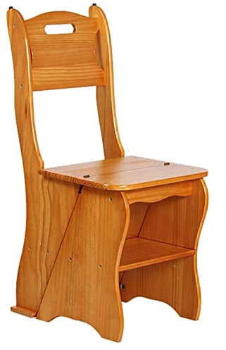 Solid Wood 4 Step Folding Ladder Stool Multifunctional Chair Seat for Home Office and Bathroom Use Thoughtful