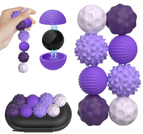 8 Stück Magnetische Fidget Toys, Magnetische Sensorik Bälle, Anti-Stress Spielzeug aus Silikon, Magnetische Anziehungskraft Stress Bälle mit Silikonhülle, Tisch-Magnetspiel für Familien (Lila)