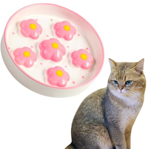 ACTOYS Gamelle Chat Anti Glouton, Gamelle Anti Glouton Chien Moyen, Bol Chat Ceramique, pour Chien Grande Taille, Moyen, Chiot (Fleurs Roses)