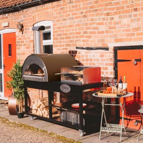 TieDex Alpha Pro Grande Fumoso Wood-Fired Pizza Oven & BBQ Grill Bundle with Cover - Outdoor Cooking, Authentic Pizza Maker, Available in 4 Colours Stainless Steel, Blue, Grey, Copper