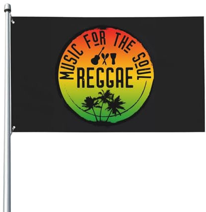 Banderas de música reggae clásica de Jamaica, 3 x 5 pies, bandera grande de bienvenida para jardín, decoración exterior, para casa, patio, fiesta