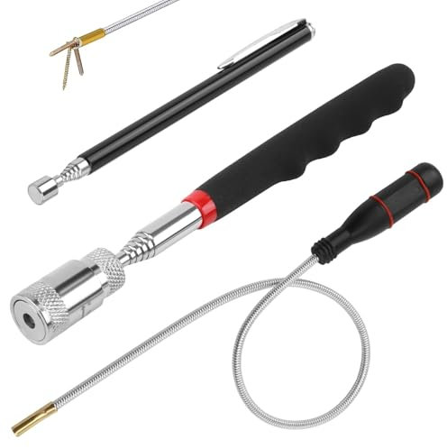 3 Pièces forets de tournevis magnétiques puissants Aimant Mecanique Auto Kit d'Outils Barre Puissant Télescopiques Tige Aimantée pour Récupérer Petites Clés Pièces Automobiles Objets Métalliques