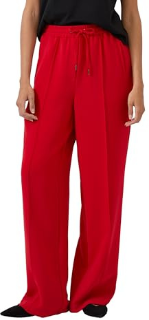 s.Oliver Damen Hose lang, Wide Leg Fließende Hose mit Geradem Bein und Elastikbund