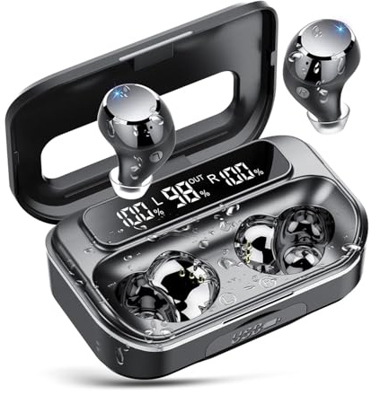 Hedywei 2025 Wireless Earbuds, Bluetooth 5.3 & 4 ENC Noise Canceling | 128H Playtime | LED Display | IP7 Waterproof Sports Headphones with Earhooks – Perfect for Running/Gym/Gifts