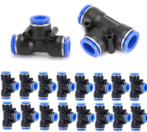 Set di 20 raccordi a innesto rapido pneumatico da 12 mm, raccordi a T per tubi dell'aria in PU/nylon/PE