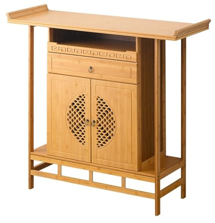 RTTZBOZ Meditations Altartisch mit Schubladen, Buddhistischer Altarschrank, Verandatische mit Ausziehbarer Ablagefläche, für Häuser, Tempel(148cm/57in)