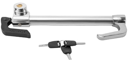 Candado universal para volante de coche, con longitud ajustable, doble cilindro, bloqueo antirrobo para SUV, furgonetas, caravanas y furgonetas