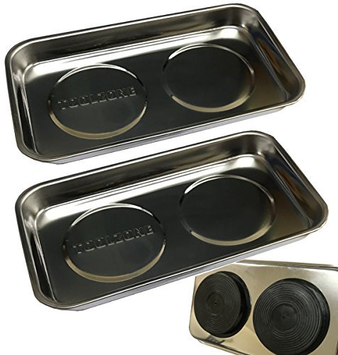 Toolzone (Set of 2) Rectangular Stainless Steel Magnetic Parts Trays