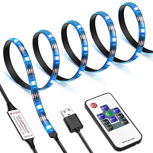 AMIR LED Streifen 1m, RGB LED Strip mit Fernbedienung, 18 Farbwechsel & 21 Modi LED Band Dimmbar, Selbstklebend Led Lichterkette Lichtband Leiste für Party, Gaming, Dekor, TV Hintergrundbeleuchtung