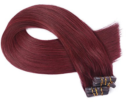 Tape In - On Hair Extensions - # 99-70cm - 10 Tressen je 4cm Breit / 2,5g - 100% Remy Echthaar Haarverlängerung/Extention mit Klebeband Tressen by NOVON Hair Extentions