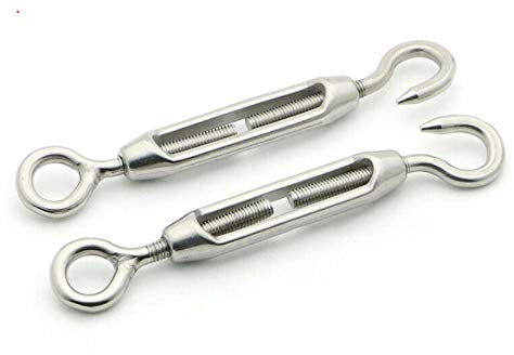Stainless Steel Turnbuckle - M8 Stainless Steel 304 Hook & Eye Turnbuckle Wire Rope Tensioner for pipe system, chain link fence, pull up clothesline, etc (2PCS)