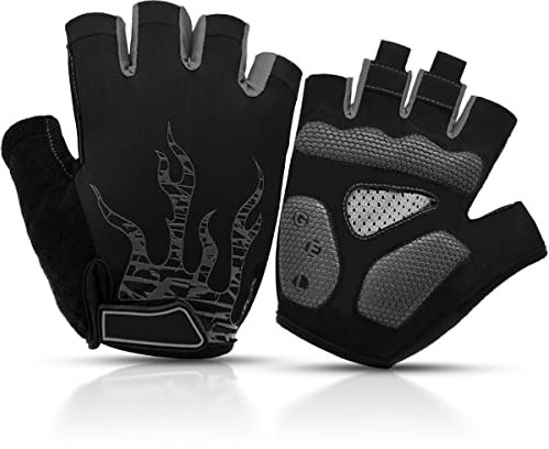 BTNEEU Fahrradhandschuhe, halber Finger, Fahrradhandschuhe, Gel, stoßfest, rutschfest, atmungsaktiv, Halbfinger, Fahrradhandschuhe, Herren, Mountainbike-Handschuhe, Gel, Sommer, Fitness, Sport,