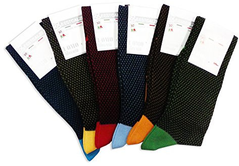 6 PAIA CALZE LUNGHE UOMO FANTASIA MICOPOIS IN COTONE MERCERIZZATO FILO DI SCOZIA MOD. GHEDIMODALUNGO (42-44)