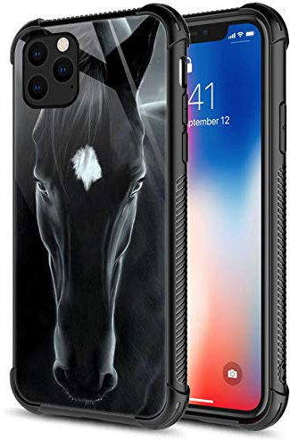 CARLOCA Compatible with iPhone 11 Case,Black Horse iPhone 11 Cases for Girls,Graphic Design Shockproof Anti-Scratch Drop Protection Case for iPhone 11