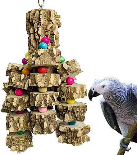 PINVNBY Große Papageienspielzeug aus Naturholz, Vogelkaublöcke, Reißspielzeug, Käfigbiss dekoratives Zubehör für afrikanische graue Aras, Kakadus