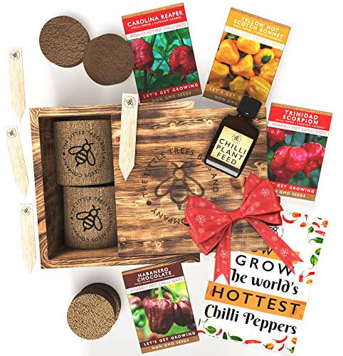 Grow Your Own Chilli Kits, The Worlds Hottest Chilli Seeds Starter Kit, Includes Famous Carolina Reaper Chilli, Gardening Gifts from The Little Trees Bees & Seeds Company
