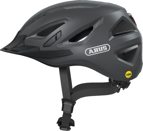 ABUS Stadthelm Urban-I 3.0 MIPS - Fahrradhelm mit Rücklicht, Schirm und Magnetverschluss für den Stadtverkehr - für Damen und Herren - Grau Matt, M