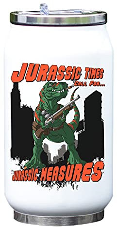 Jurassic Times Call For Jurassic Measures Funny T-Rex Termo de Botella de Bebida térmica al vacío Blanco