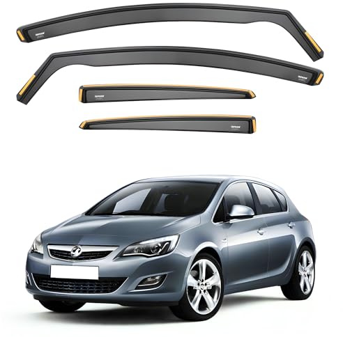 ISPEED Wind Deflectors For Vauxhall Astra J MK6 2009-2016 5 Door Hatchback 4pc Set - Keep Your Car Ventilated in Rain - Reduce Wind Turbulence - Tinted In-Channel Type