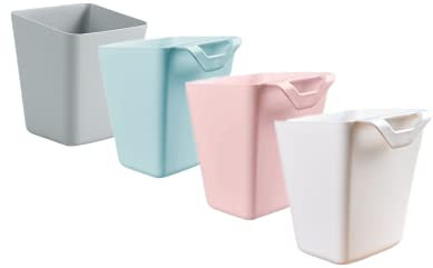 Rikyo Lot de 4 porte-gobelets à suspendre, panier de rangement à roulettes, accessoires de chariot à roulettes, 11,9 x 10,2 cm, pots à crayons suspendus, pots à plantes,pot à maquillage(4 couleurs)