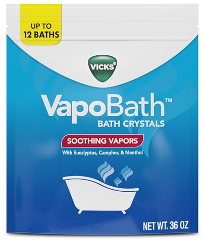 Vicks VapoBath, Bath Salts, Bath Bomb, Non-Medicated Bath Crystals, Comforting Vicks Vapors, Vapor Bath, Aromatherapy with Eucalyptus and Menthol Scent, Contains Essential Oils, 36 OZ