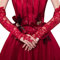 MoreChioce Lange Damen Spitzenhandschuhe, Fingerlose Hochzeithandschuhe Sommer Armstulpen Handschuhe Mesh Brauthandschuhe Spitze Handstulpen für Braut Abschlussball Oper Dinnerparty,Rotwein