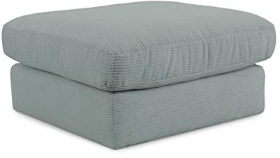 CAVADORE XXL-Hocker Fiona / Mega Beistellhocker mit weicher Polsterung / Quadratisch / 97 x 90 x 97 / Cordstoff Blaugrau